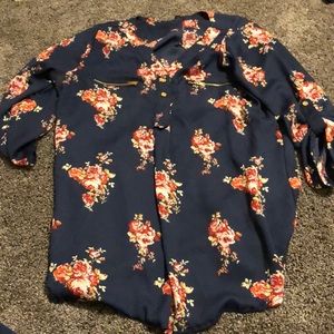 Navy with flowers blouse